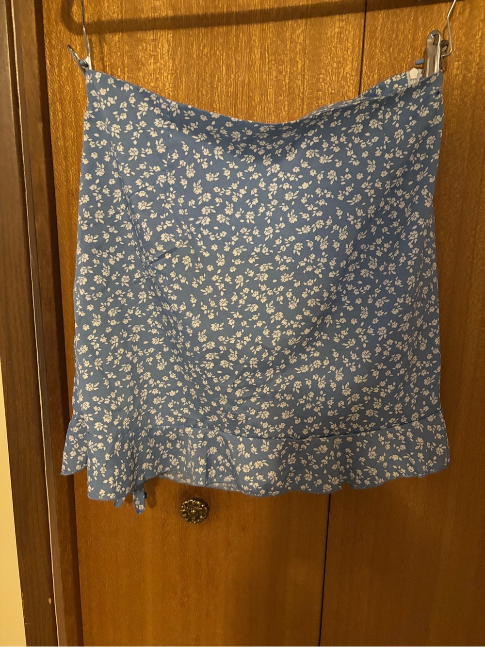 Blue Floral Ruffle Mini Skirt - Picture 3 of 4